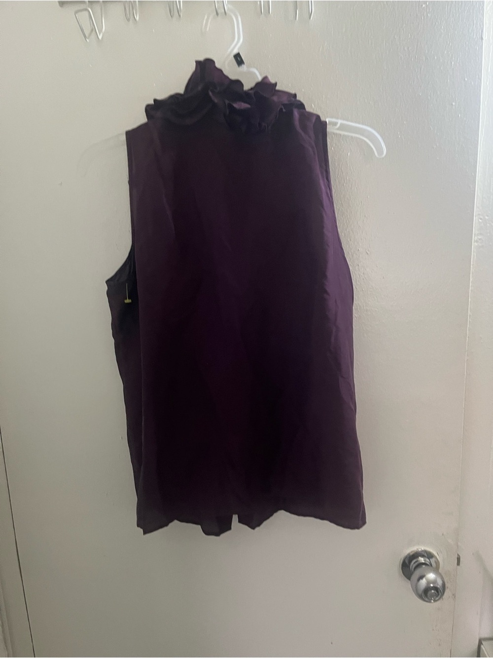 J. Crew Sleeveless Button-Front Ruffle Blouse in Plum - Picture 2 of 4